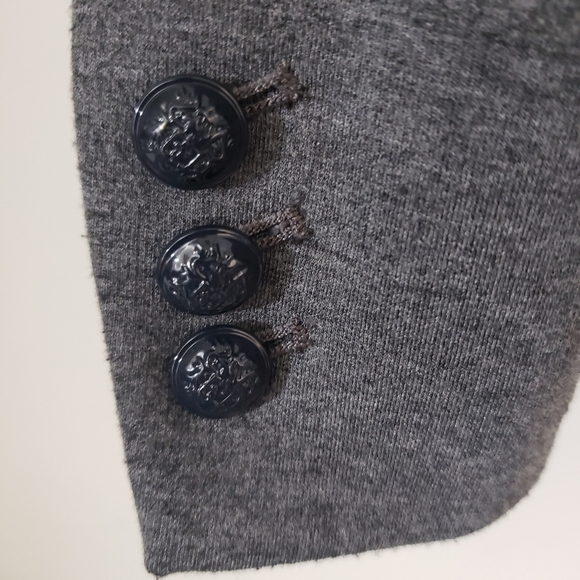 Gap The Academy Blazer Womens Size 4 Heathered Gray Navy Blue Trim Pockets - Picture 6 of 12